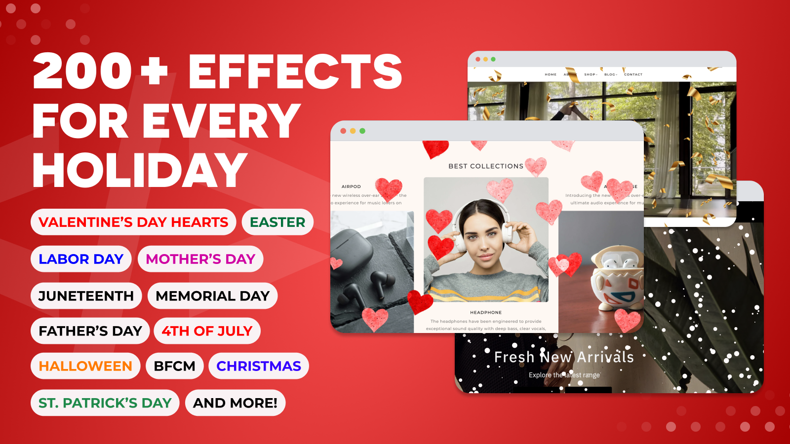 Add BFCM butterflies, sakura leaves, Halloween, Christmas snow