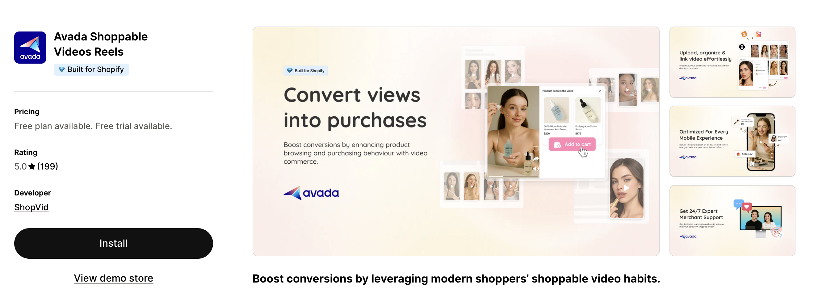 Avada Shoppable Videos Reels Shopify app