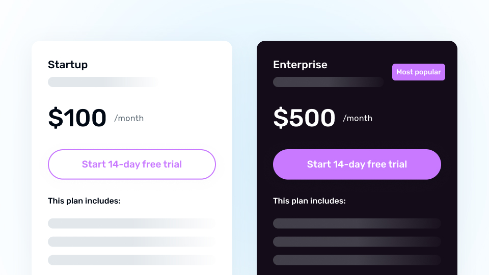 Graphic that shows a pricing page