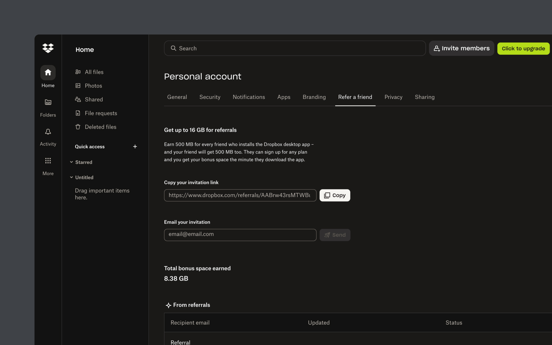 Image showing Dropbox referral program