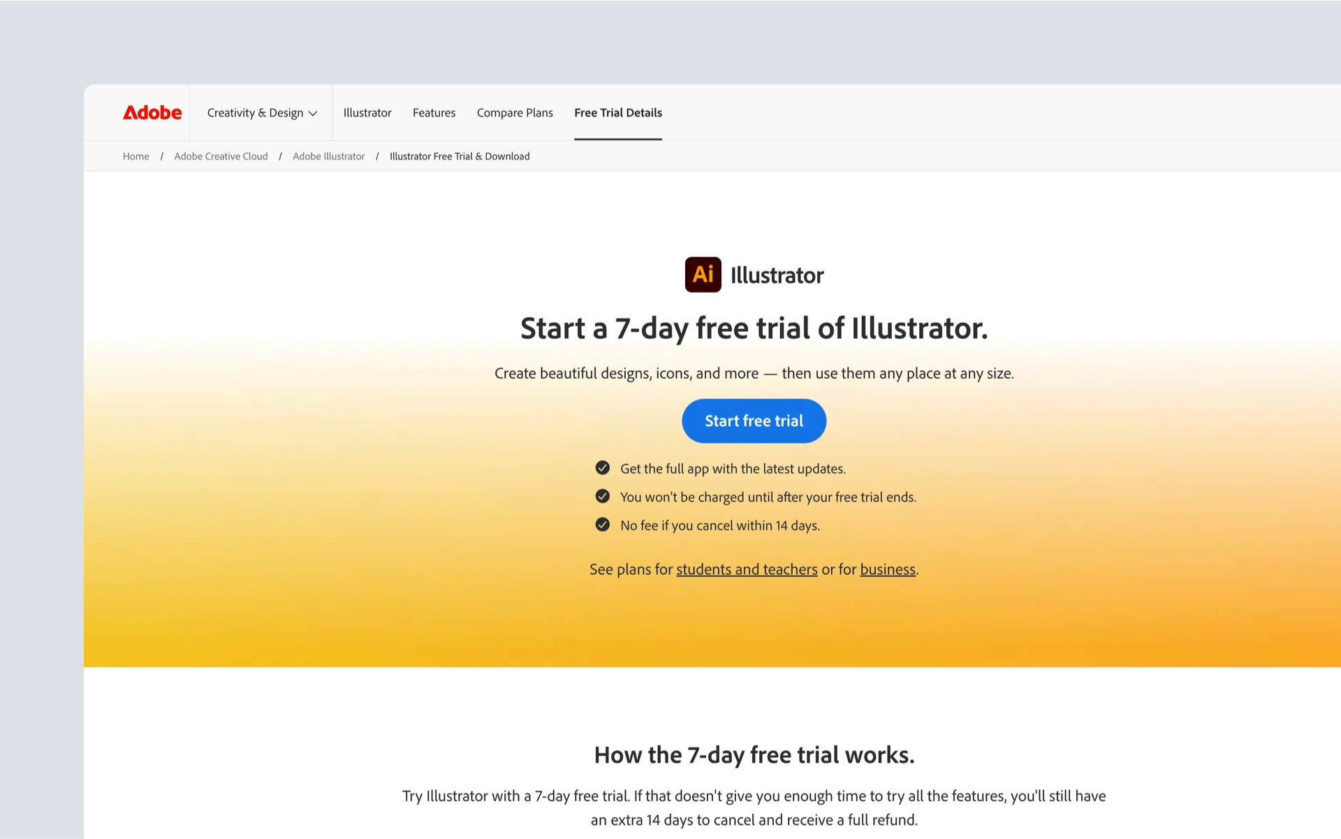 Image showing Adobe Illustrator free trial