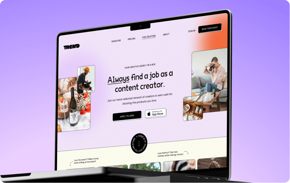 Screenshot of Trend website designed by Wheelhouse