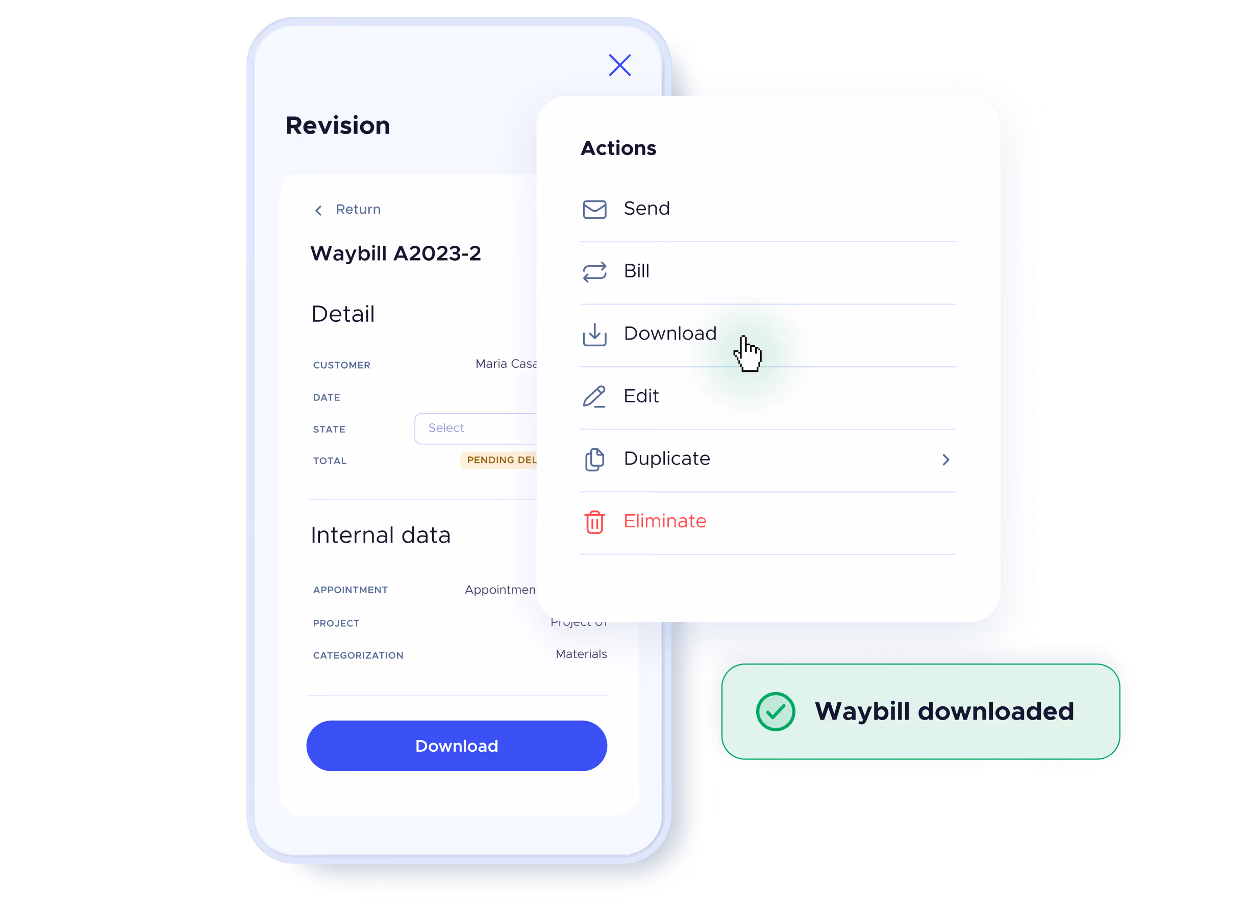 Downloading a delivery note PDF from the system