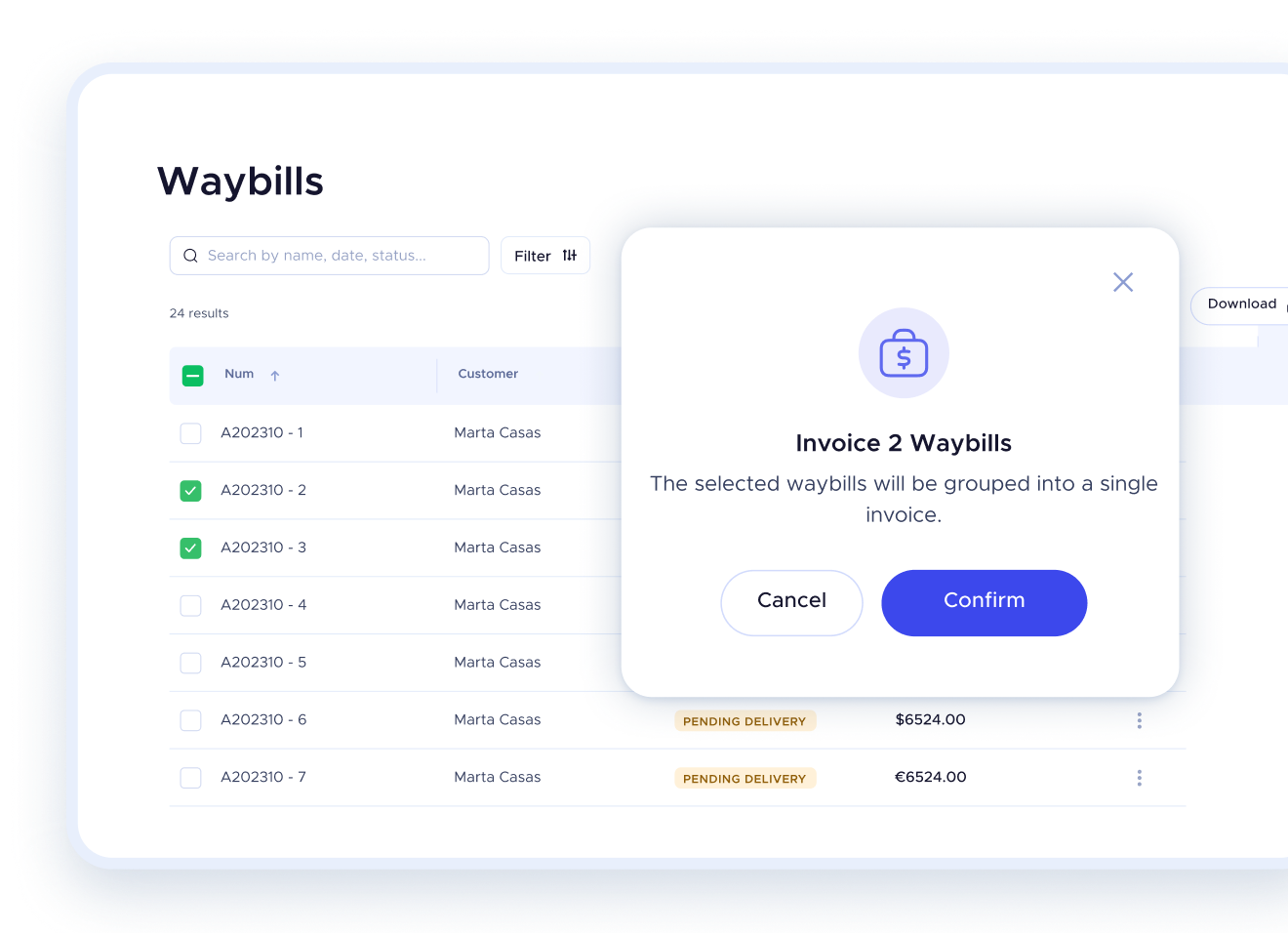 Waybill feature