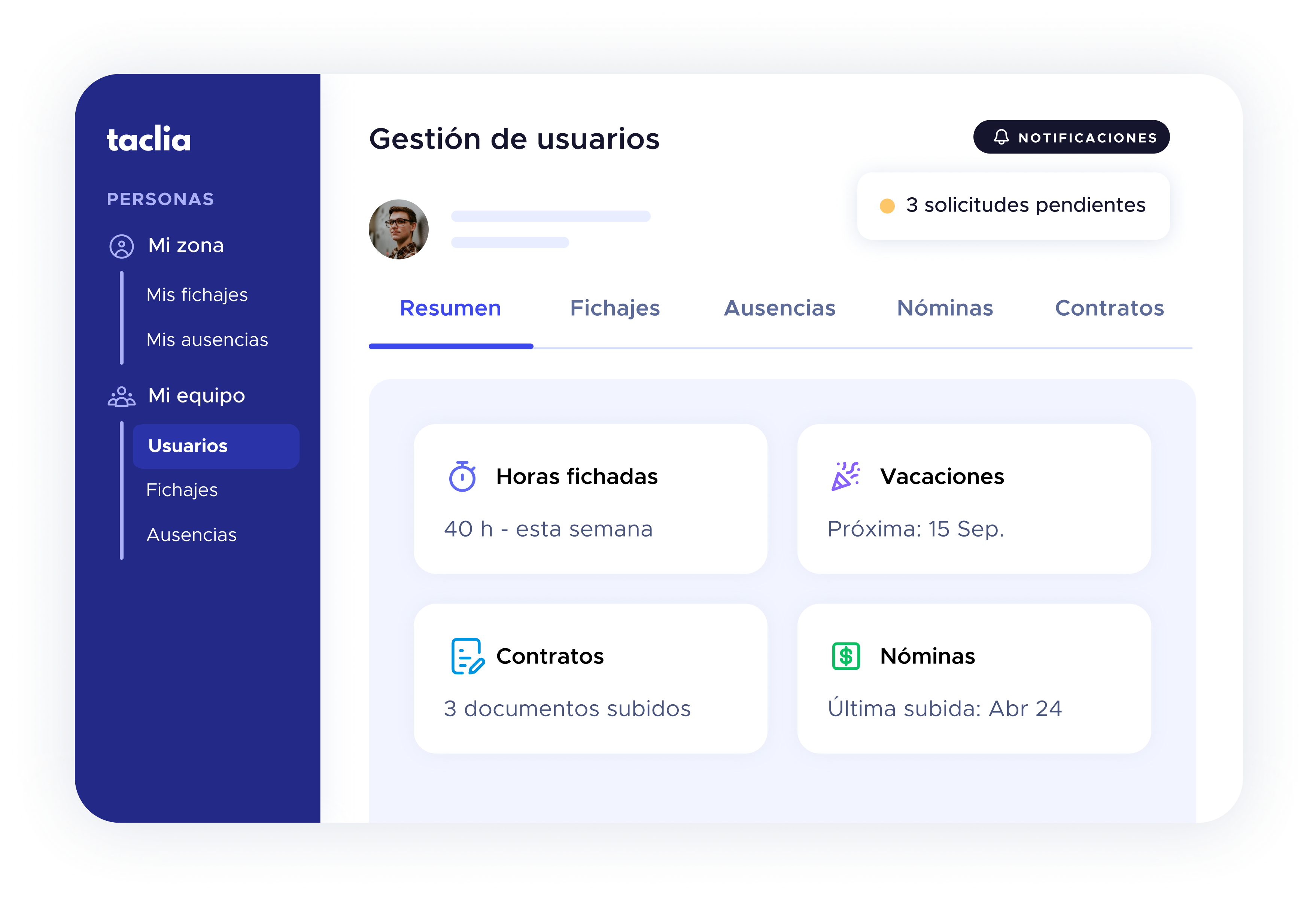 Módulo taclia Control Horario en taclia