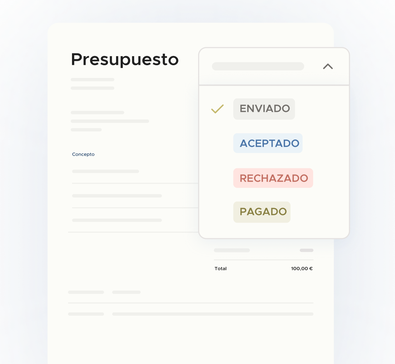 Acceso rápido a enviar presupuestos