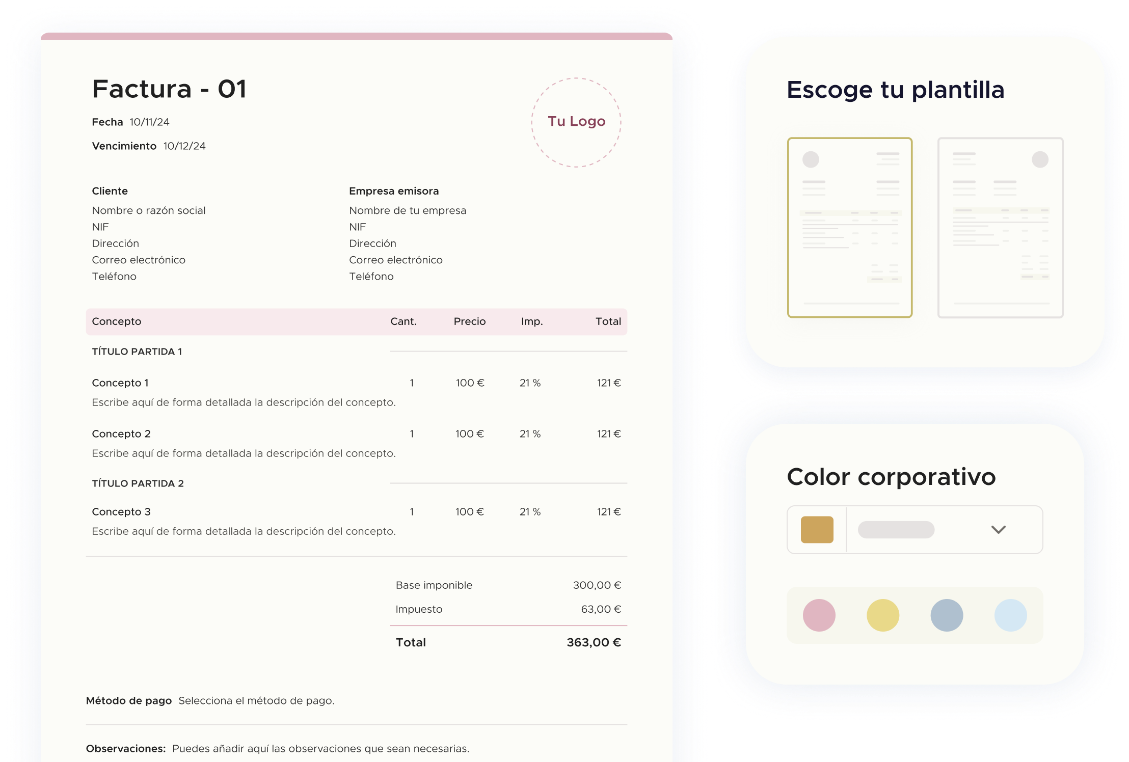 Programa para hacer facturas y presupuestos