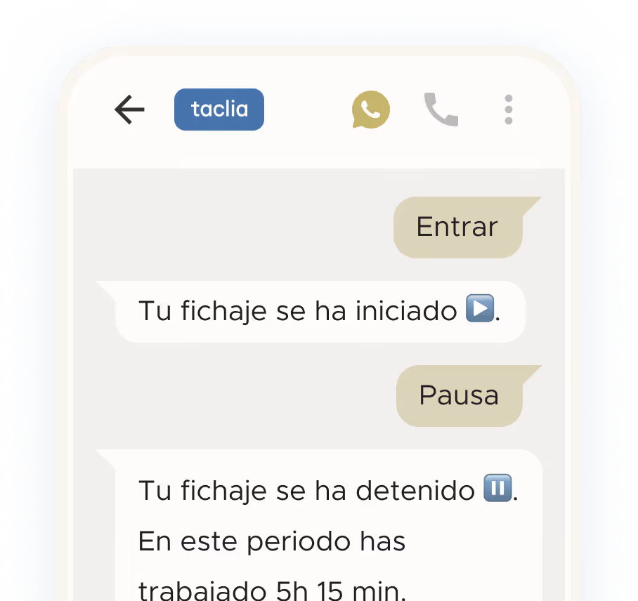 Acceso rápido a fichaje por whatsapp