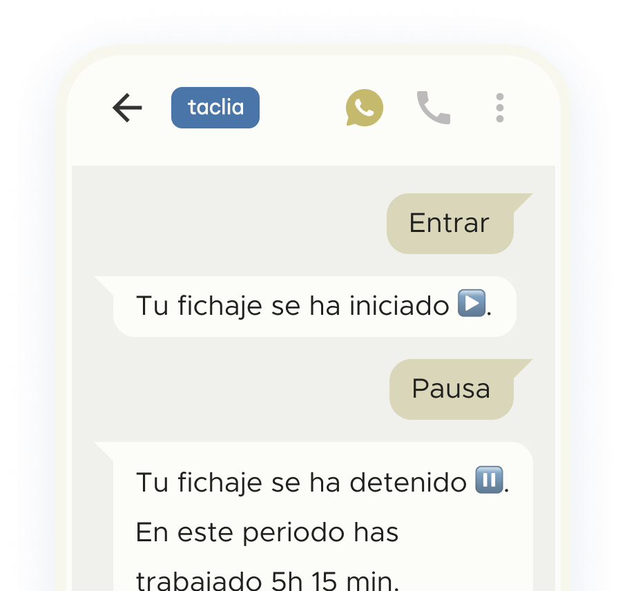 Acceso rápido a fichaje por whatsapp
