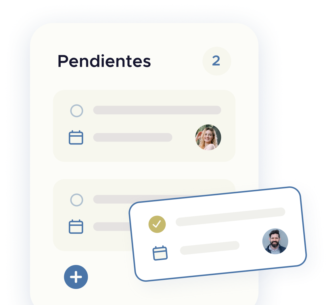 Vista de agenda en taclia con tareas, seguimientos y reuniones planificadas