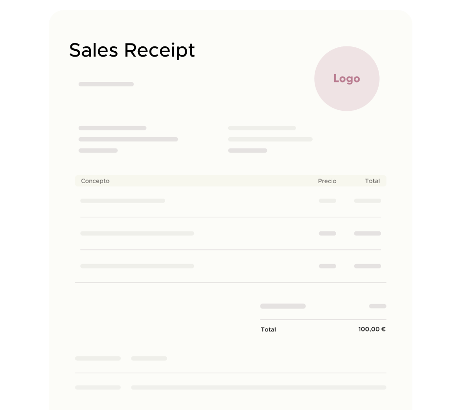 Simplified invoice layout showing total amount and VAT breakdown