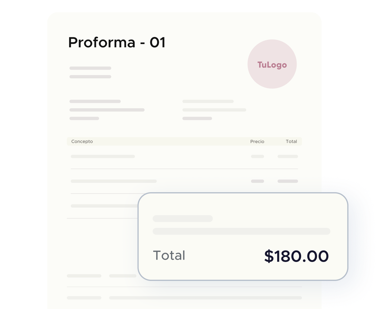 Example of a proforma invoice created in taclia, ready to send and convert to invoice