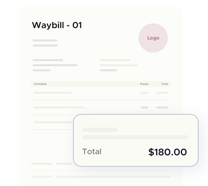 Template illustration Create a packing slip with a total of 180€ in a program for making delivery notes