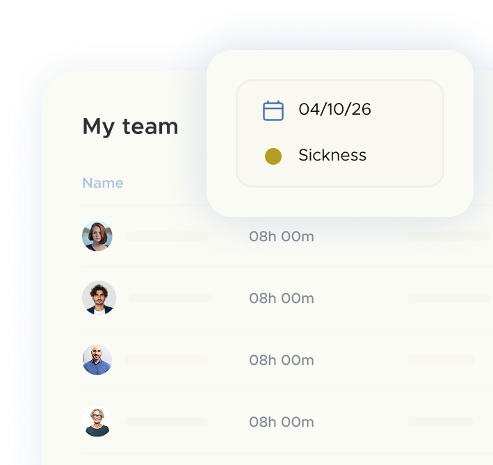 List of users with color bars to avoid overlaps in software absences