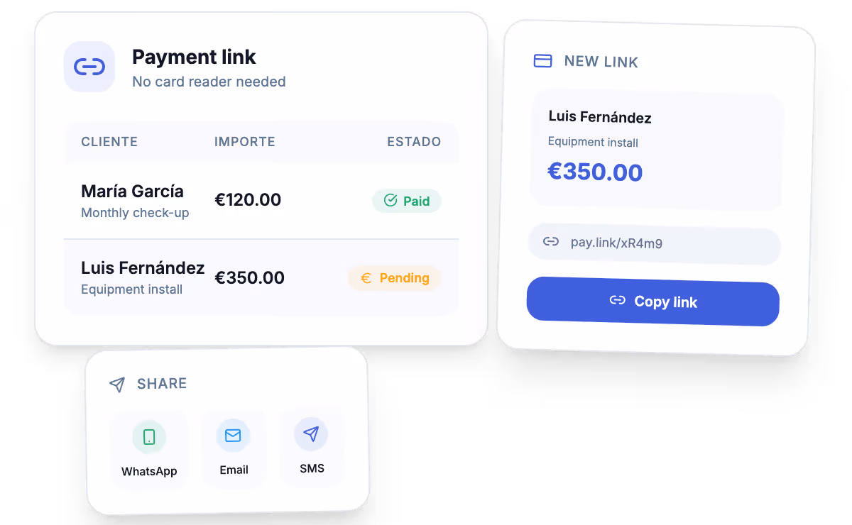 Customer sending a payment link from a mobile phone