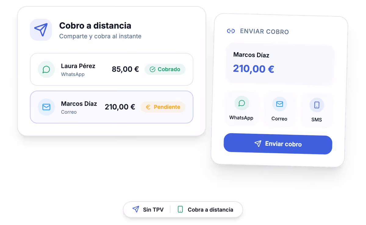 Compartir enlace de pago desde el móvil junto a tarjeta bancaria