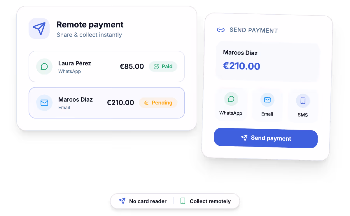 Sharing a payment link from a mobile phone next to a credit card