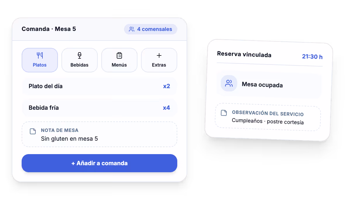 TPV para restaurantes con gestión de carta, comandas y reservas por mesa