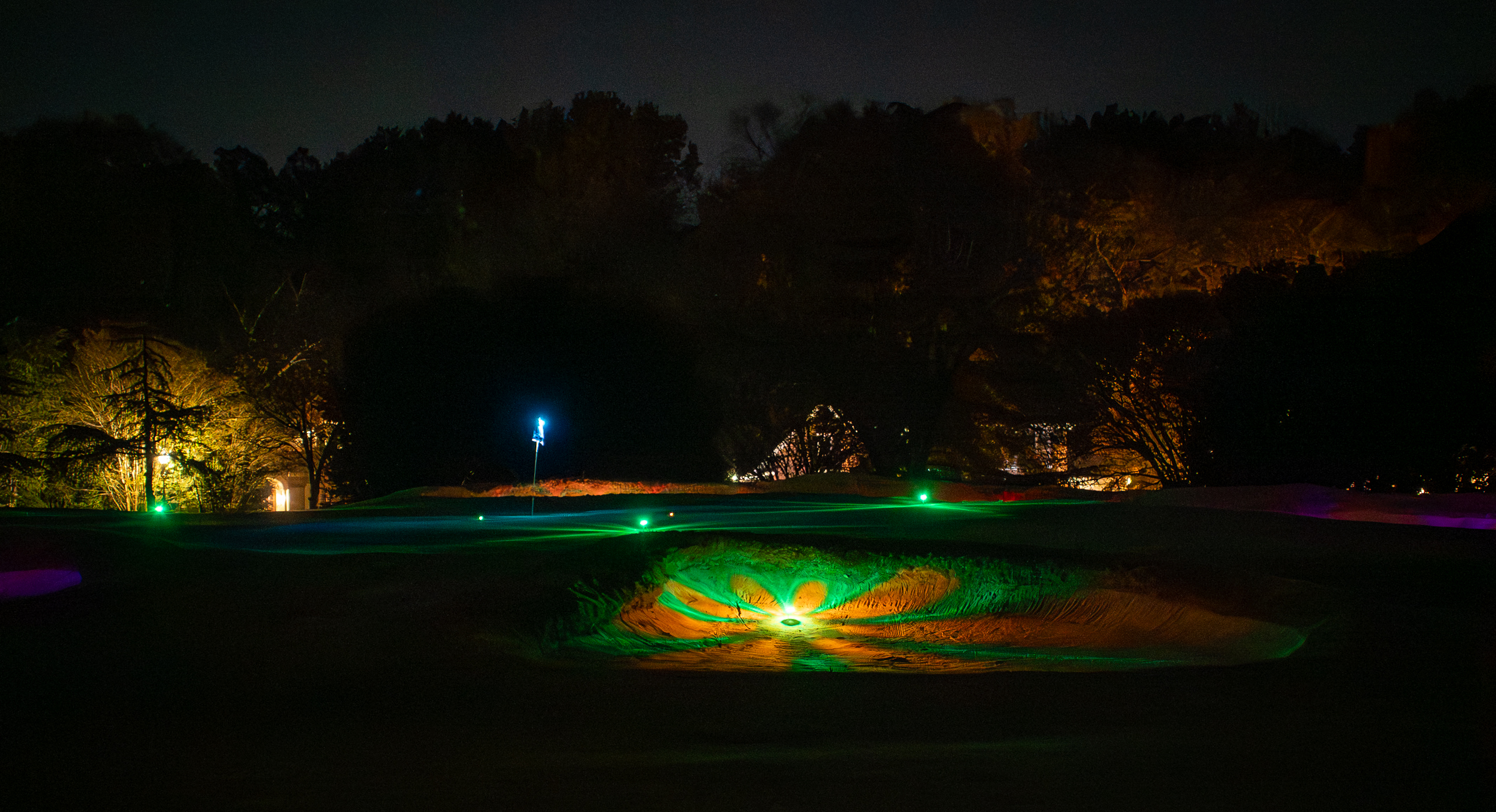 On-course glow golf at night