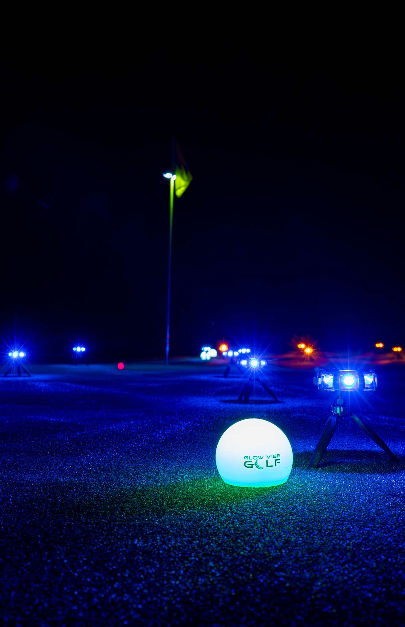 On-course glow golf at night