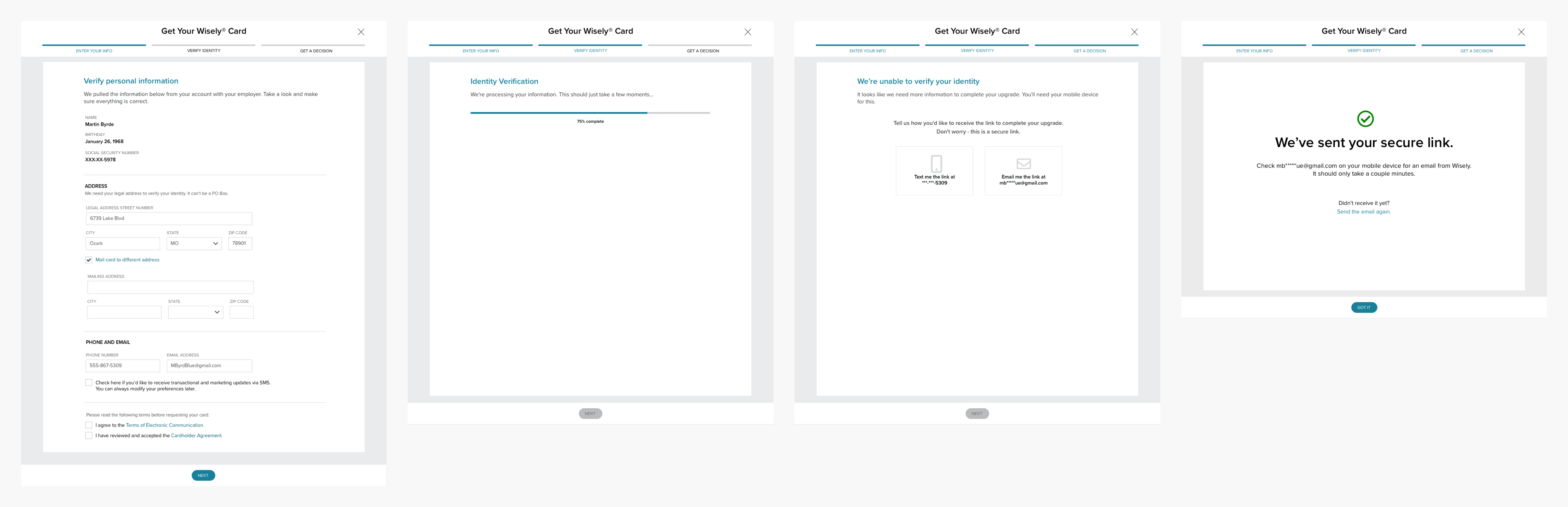 Wisely Direct self enrollment desktop mockups