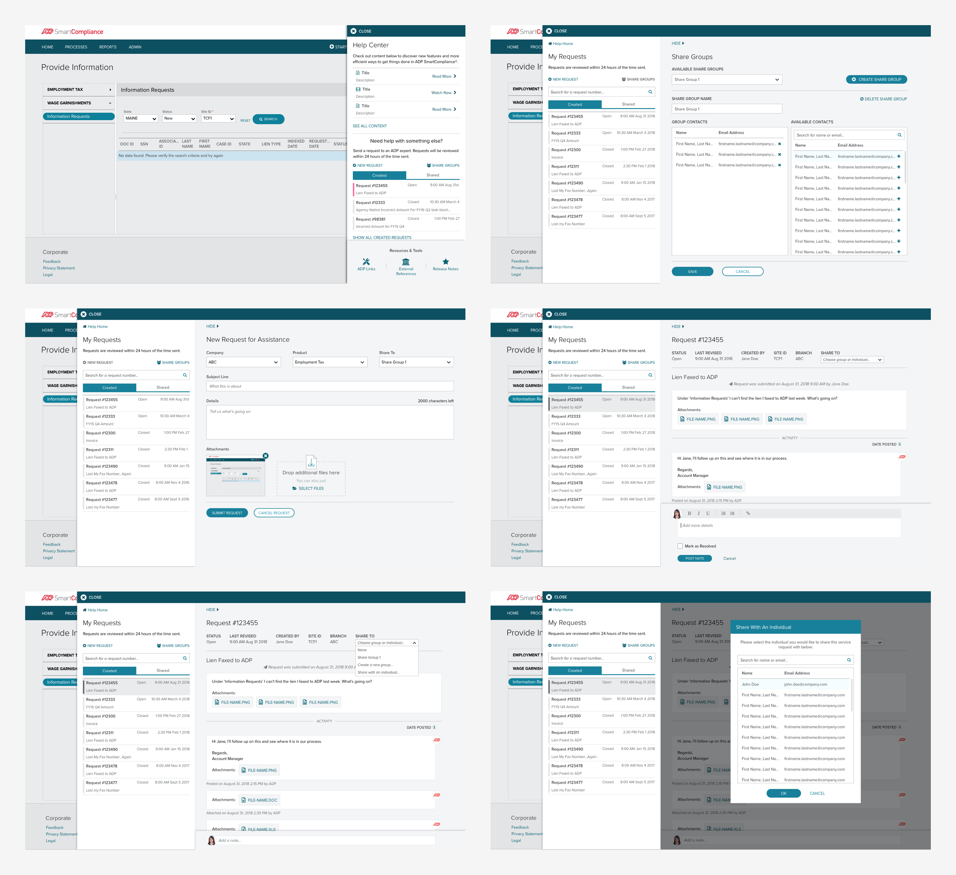 Service Request mockups