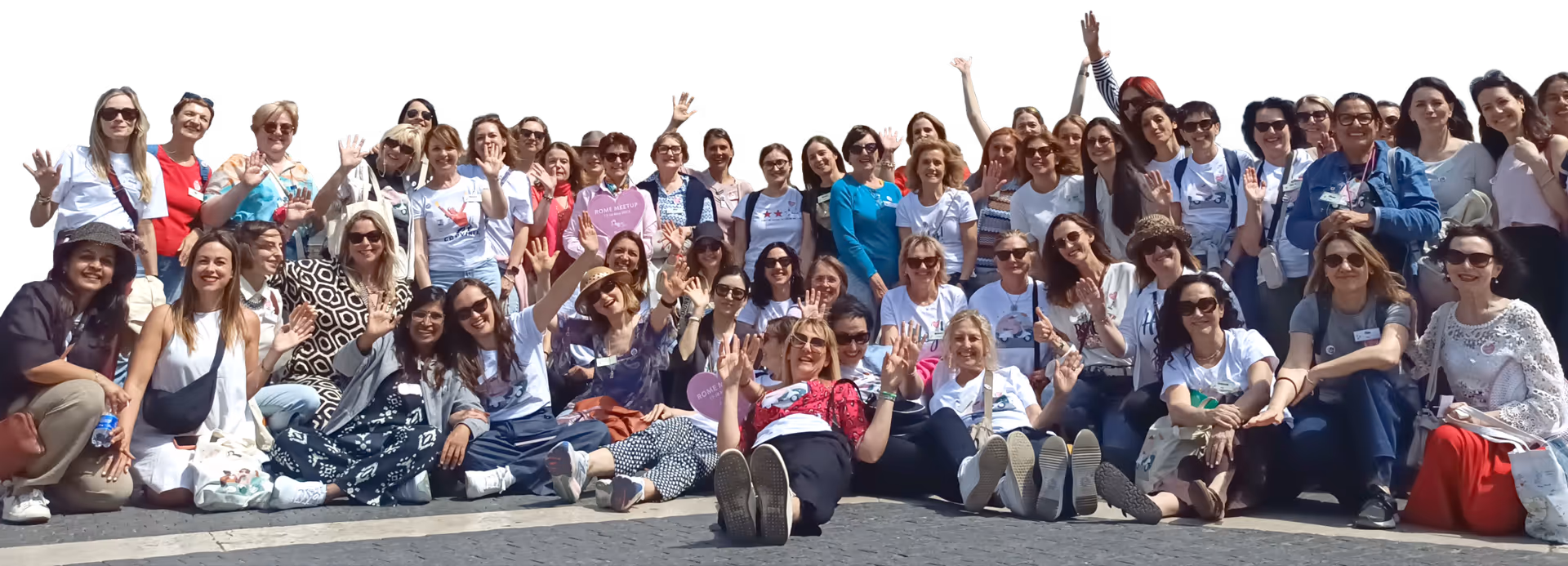 cut out of hey lady members from a meet up in Rome