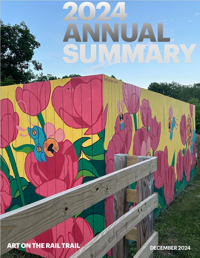 Cover of the 2024 ART Annual Summary, with a color image of a mural painted on a wooden barrier.. Clicking on the image will expand the pdf attachment of the 2024 annual summary.