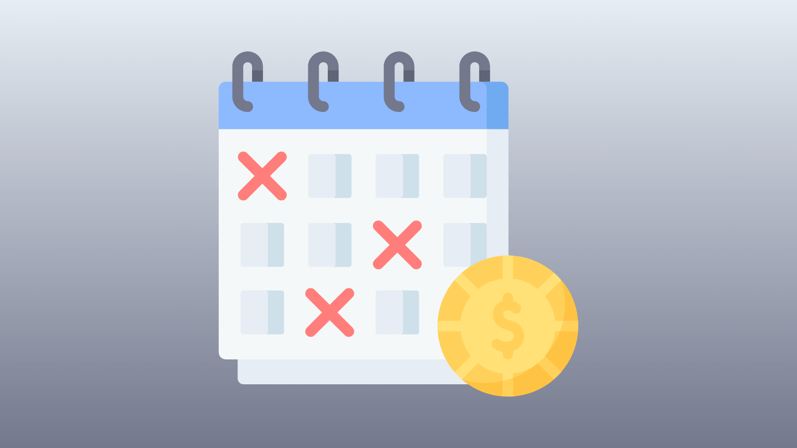 Calendar showing overdue payments
