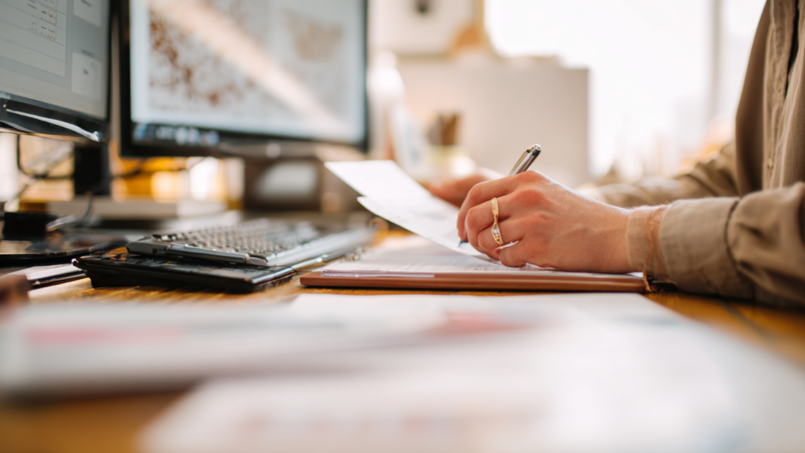 Woman writing a quote
