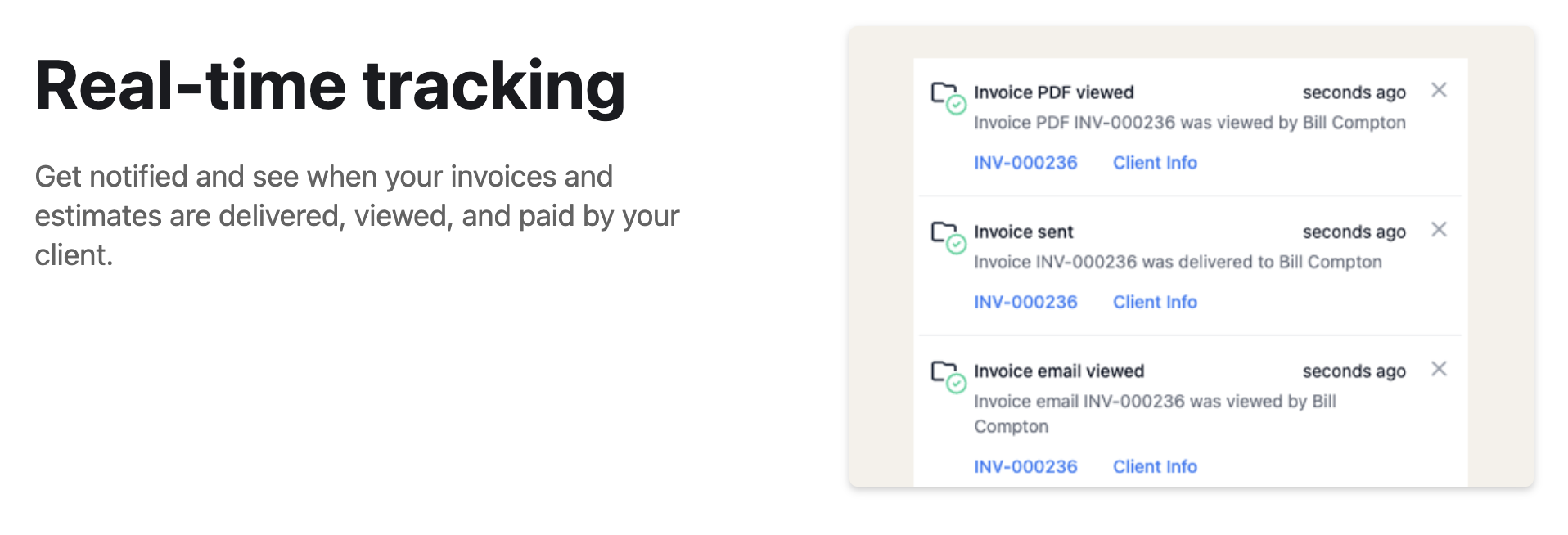 real-time invoice tracking feature