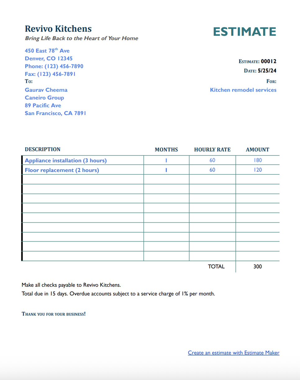 Free carpet cleaning estimate template
