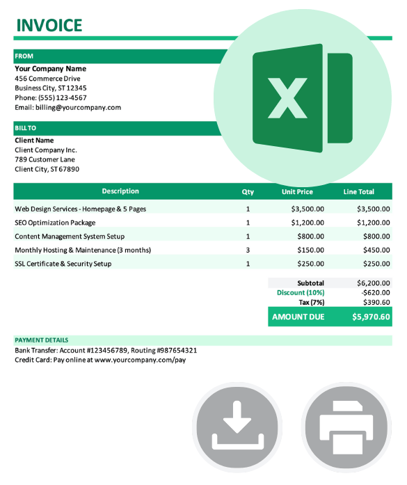 Free Excel Invoice Templates