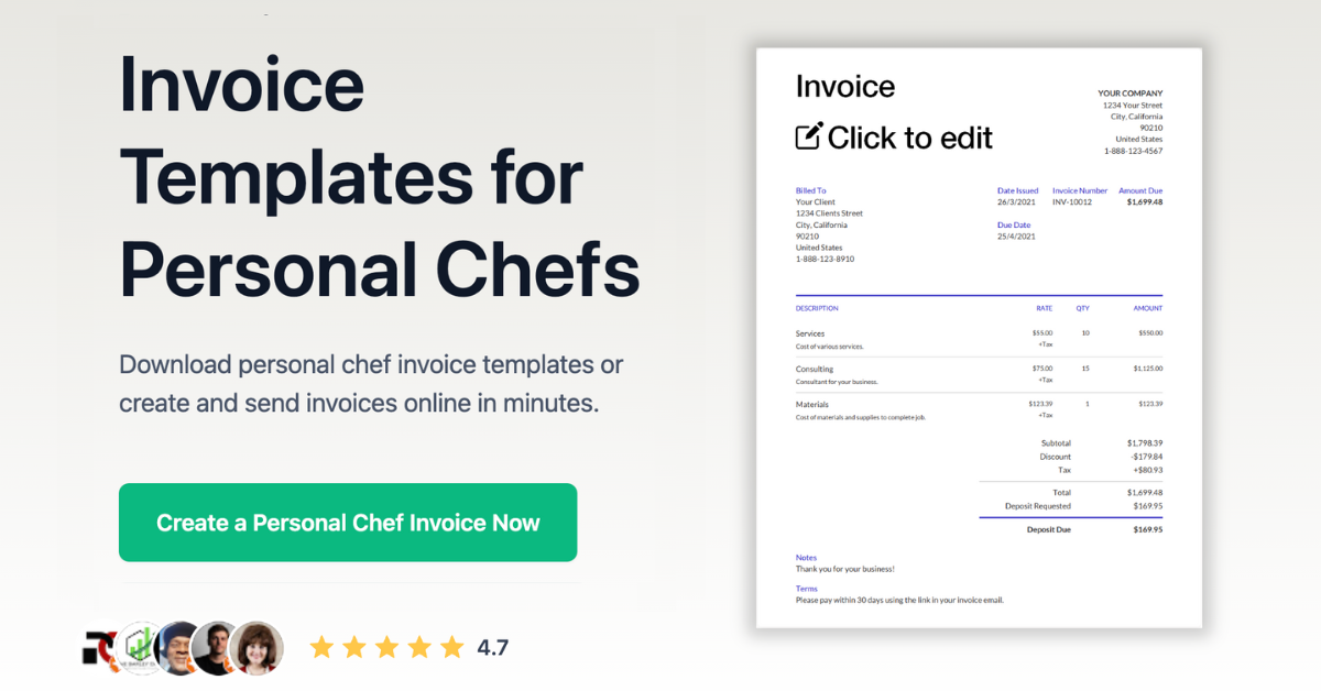 Invoice Templates for Personal Chefs