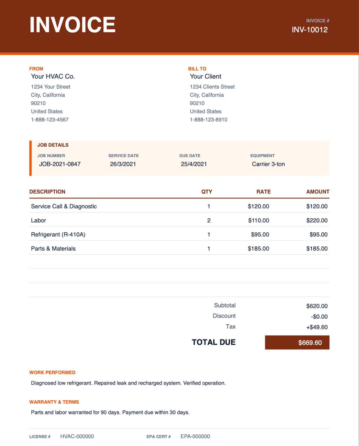 Small business PDF invoice template thumbnail