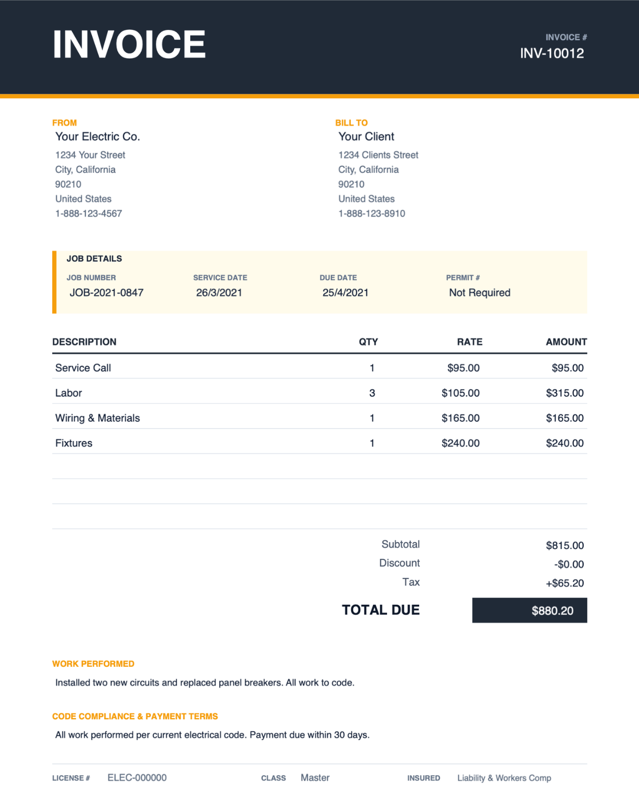 Small business PDF invoice template thumbnail