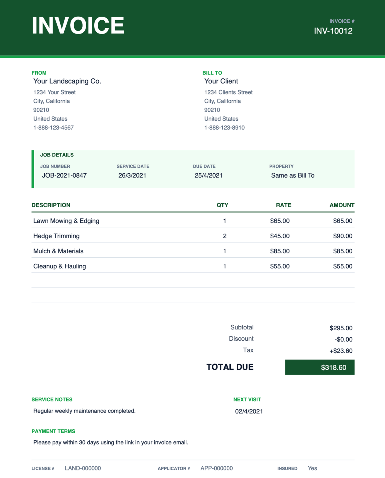Small business PDF invoice template thumbnail