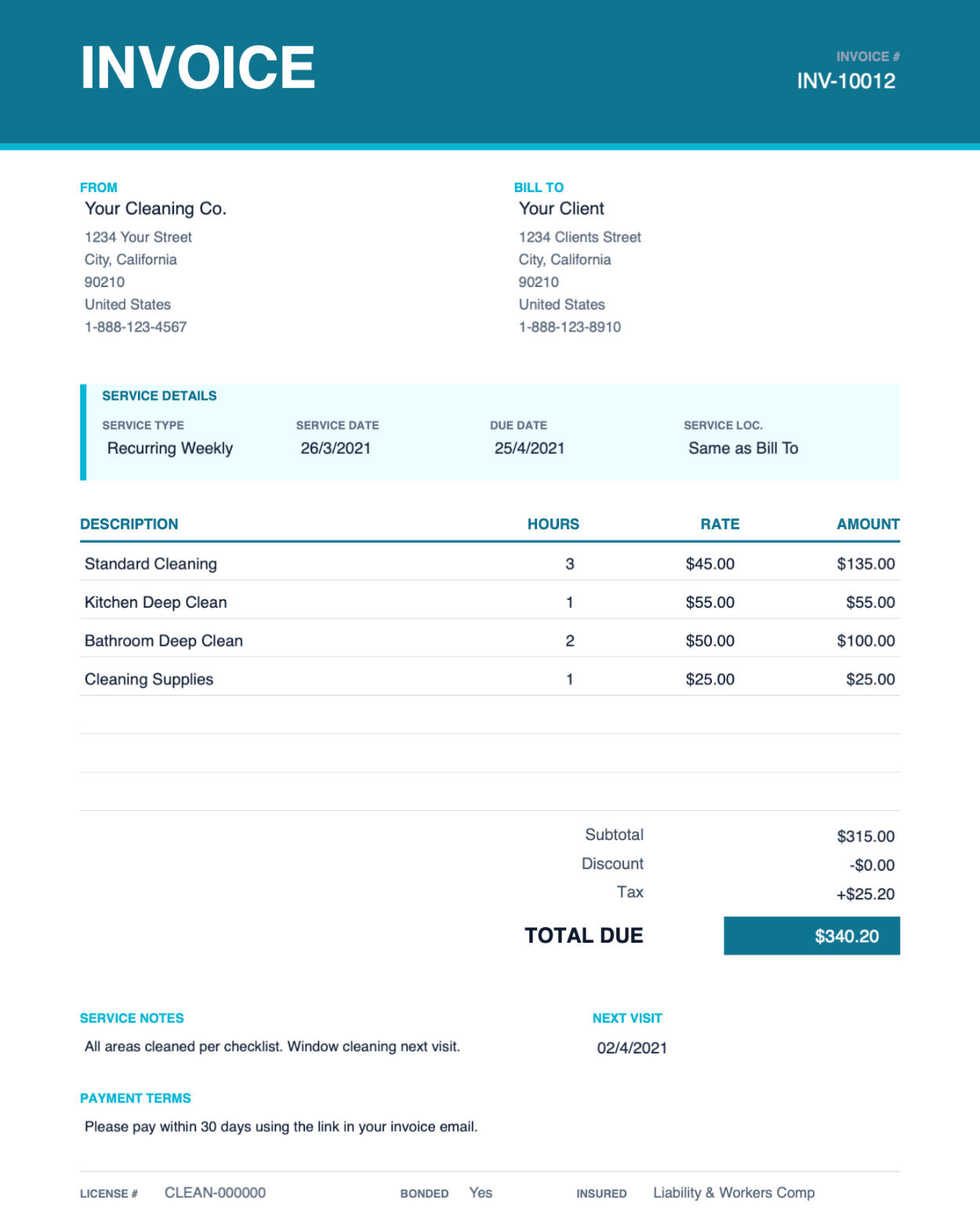 Small business PDF invoice template thumbnail