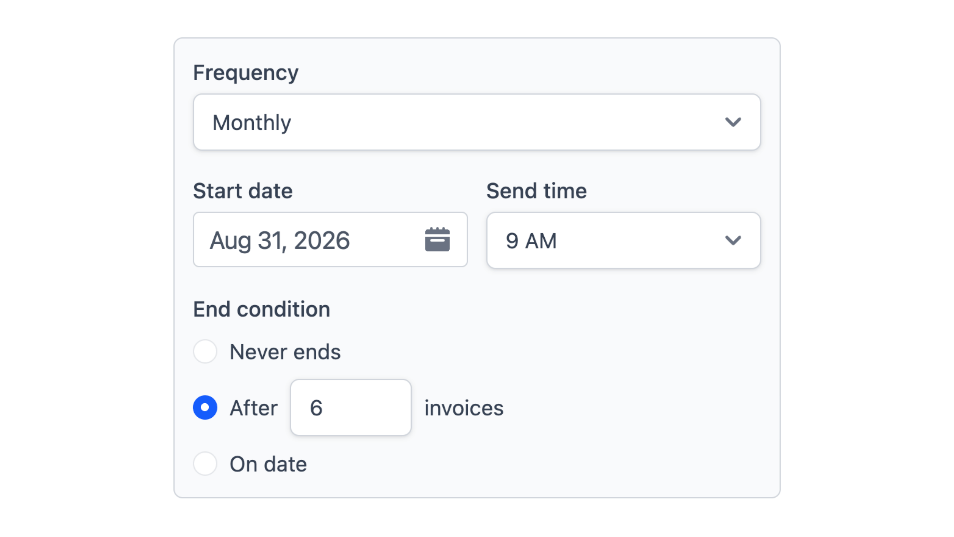Scheduled and recurring invoices