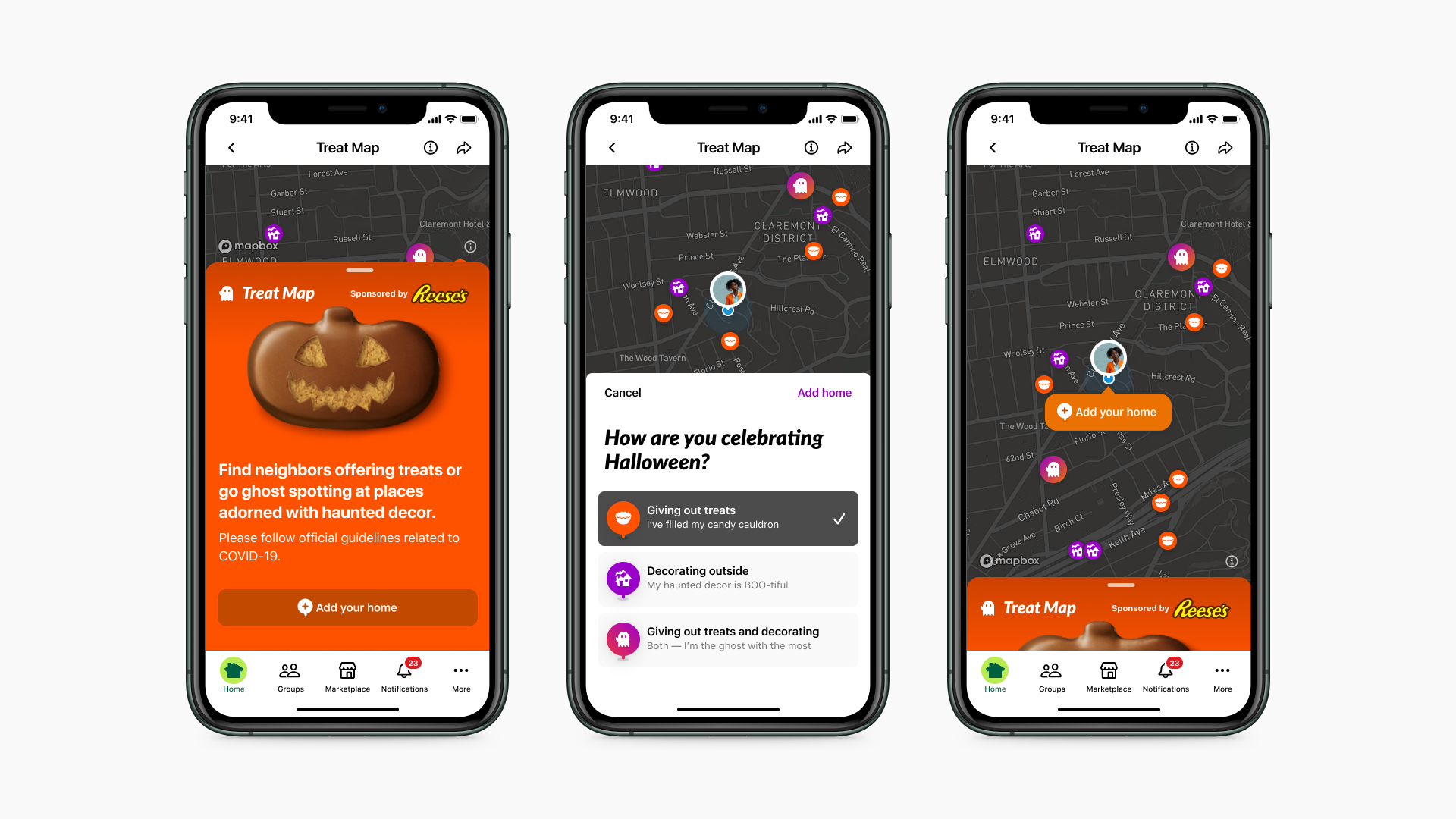 Nextdoor Treat Map App screens