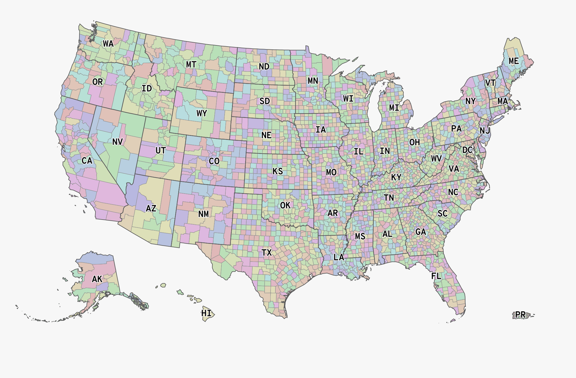 choropleth in Albers USA projection including Puerto Rico