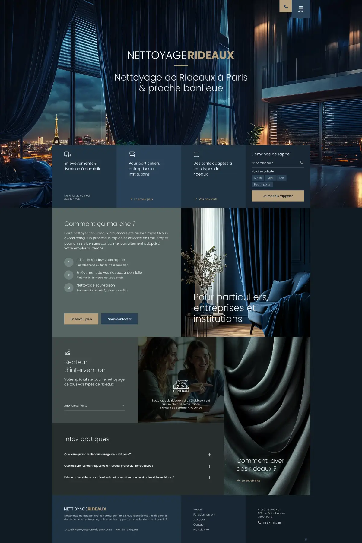 Aperçu du site Nettoyage de rideaux