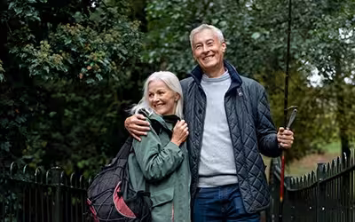 Health insurance for retirees image of happy older couple outside