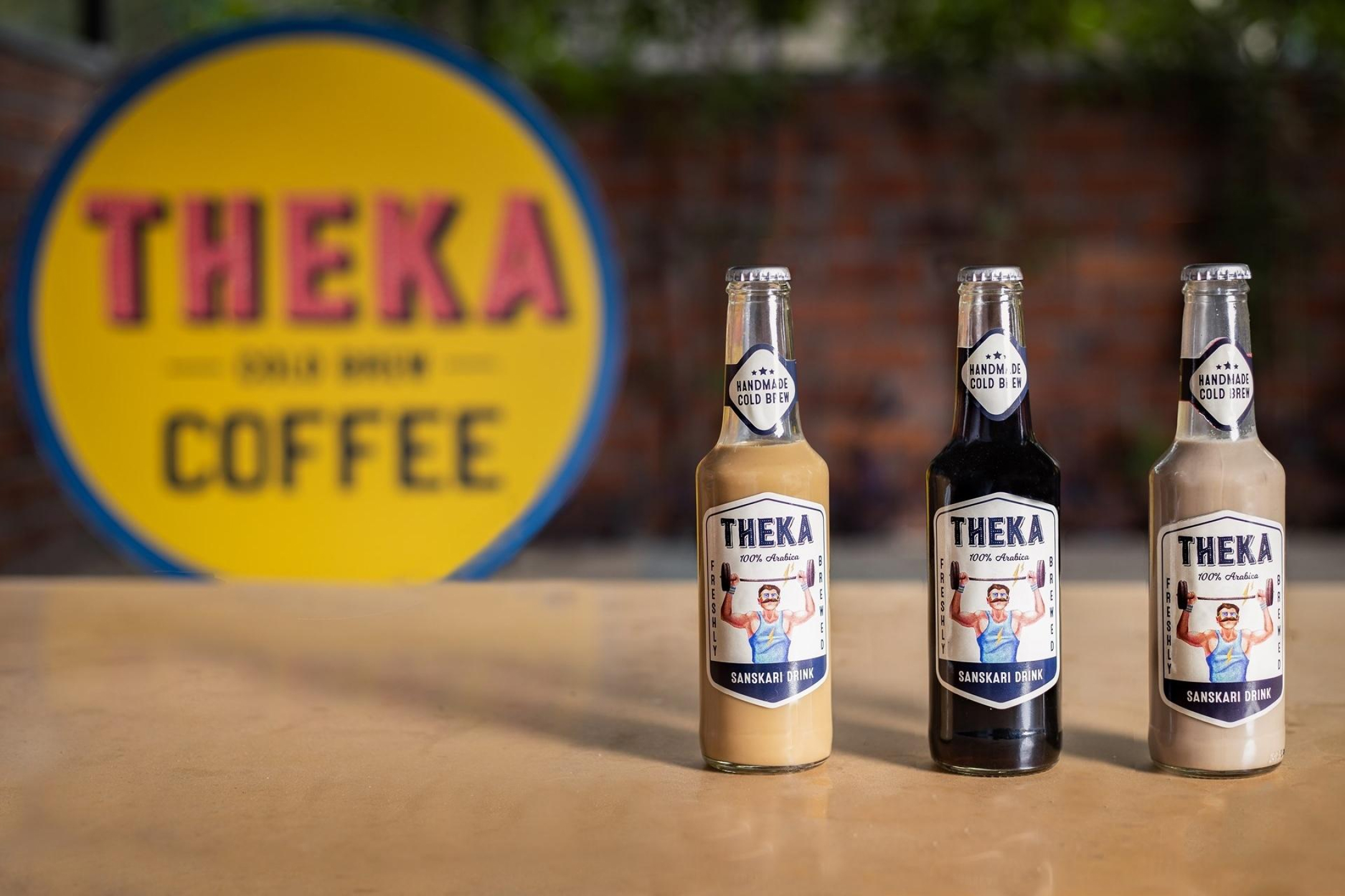 Original Theka Coffee branding and bottled cold coffee packaging before the 2022 rebrand by Studio Sorted.