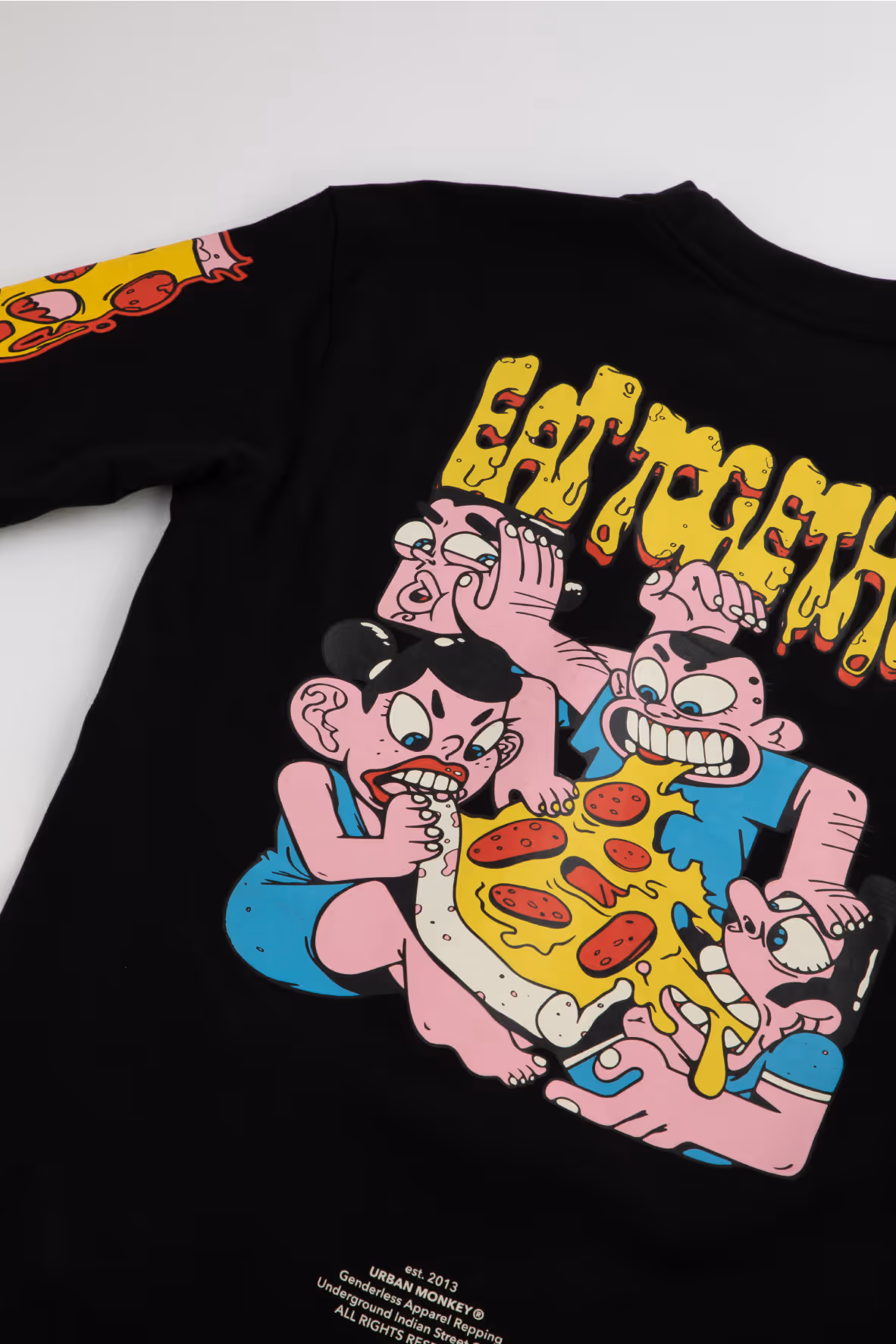 eat together Tshirt back laid out