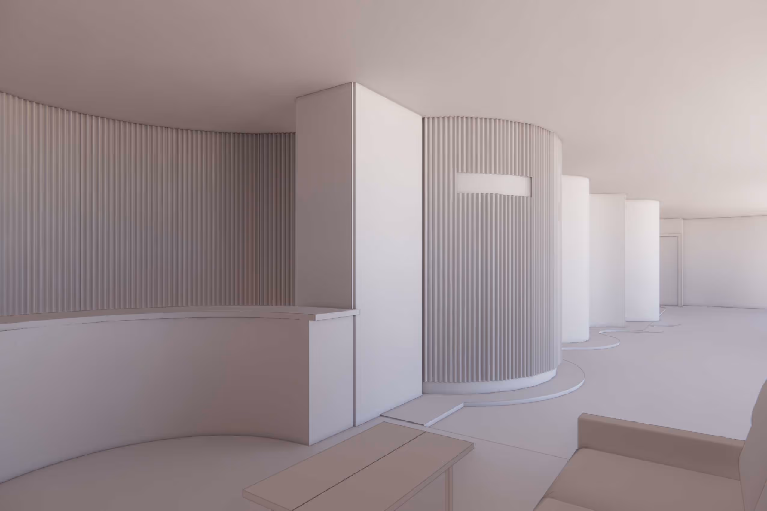 salon naked render: entry way 