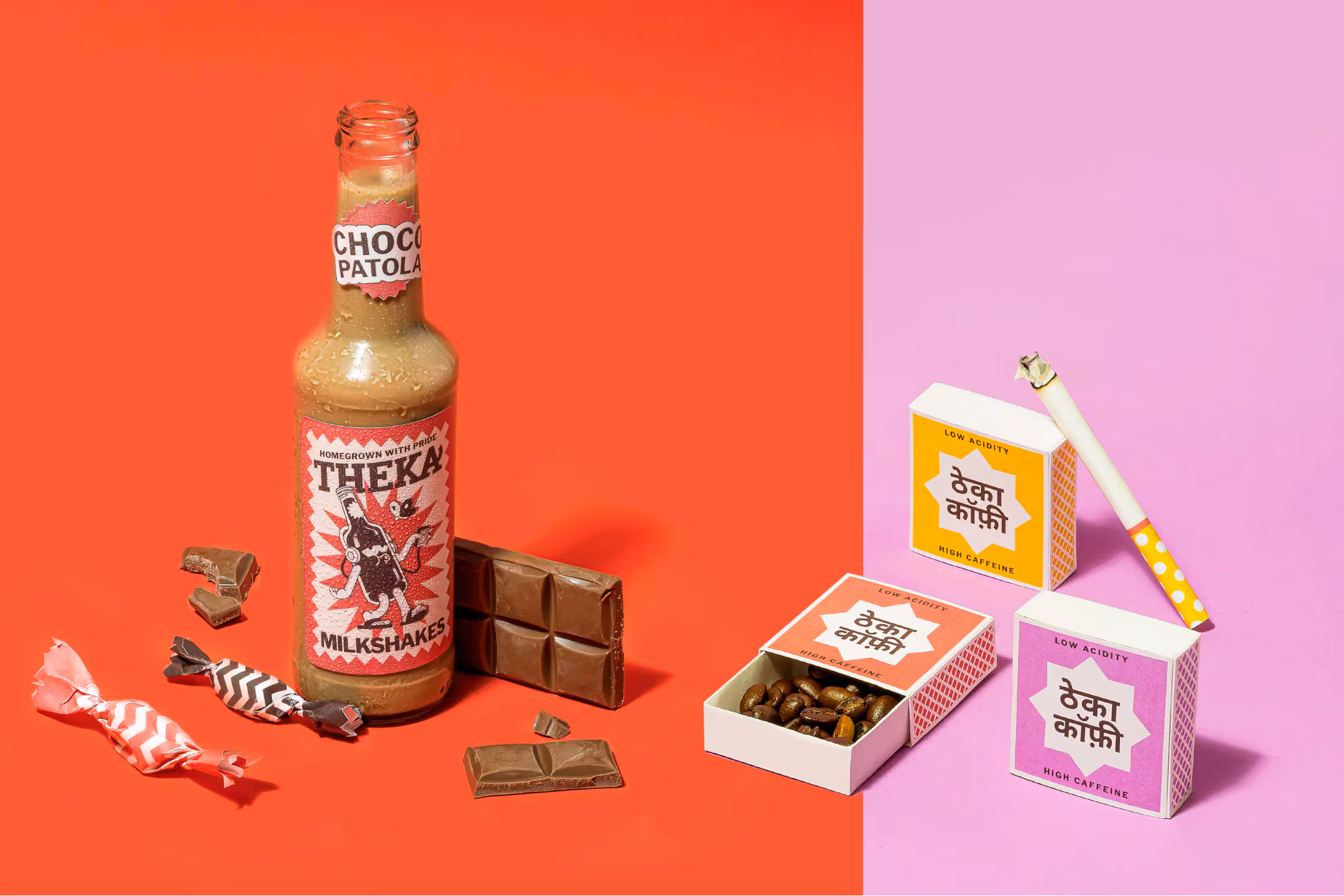 theka coffee with branded props