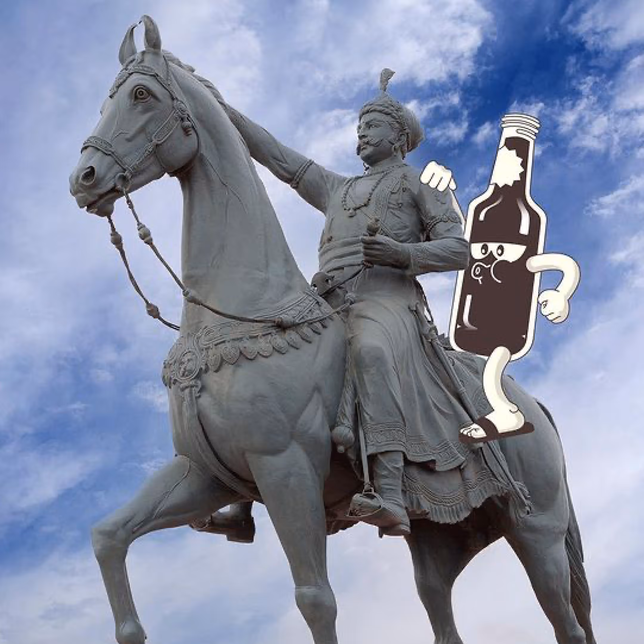 gabru with an iconic statue
