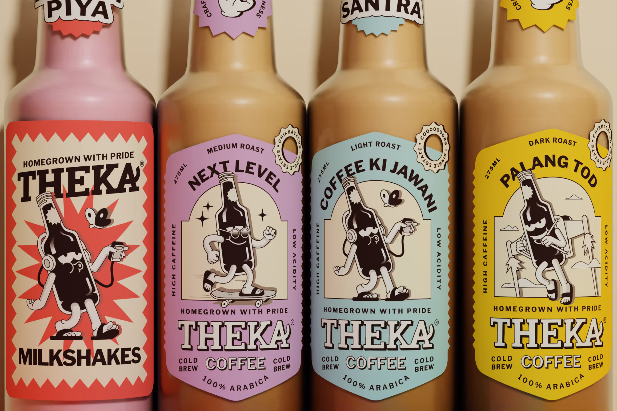 theka's labels next to each other