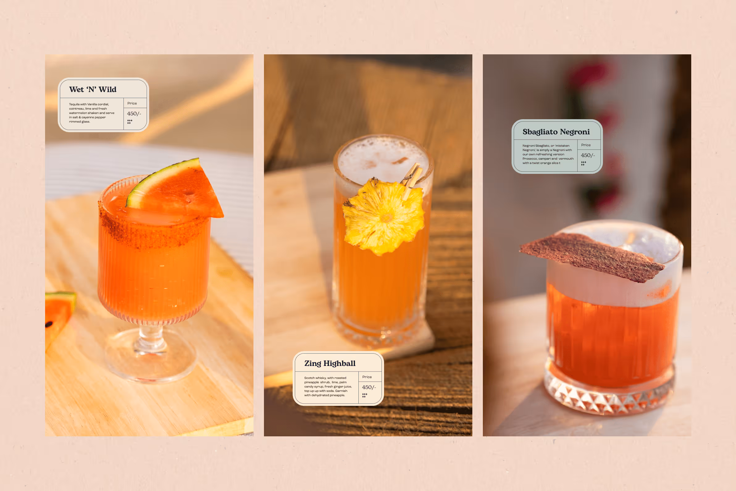 Tahiti drink menu options